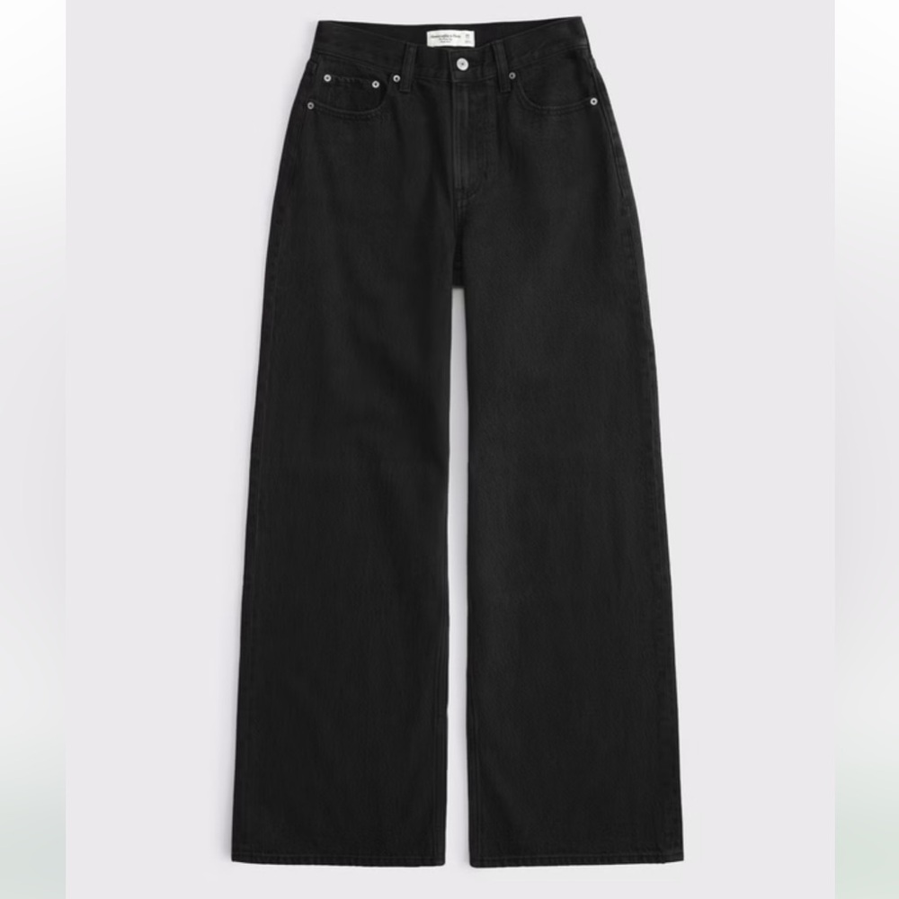 Abercrombie & Fitch The Wide Leg Curve Love Jeans Size 31‎ Long Black HR